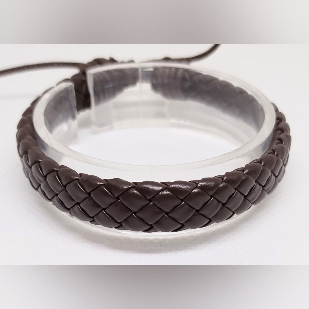 Men's bracelet leather braided brown new‎ e77